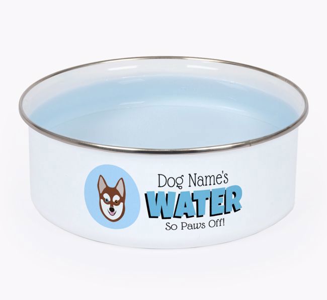 Water, Paws Off: Personalized {breedFullName} Enamel Dog Bowl